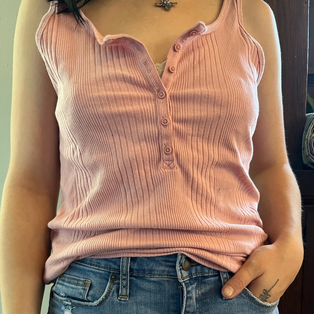 A New Day Coral Buttoned Tank Top size M (L)